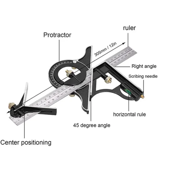 Precision Stainless Steel Angle Ruler Set